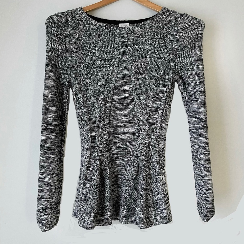 Cupio Peplum Black White Sweater Size S